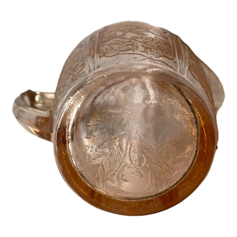 Vintage Pink Depression Glass Cherry Blossom Creamer & Sugar Set Jeannette 1930s